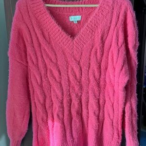 Lucky Brand V-Neck Sweater in Bright Pink